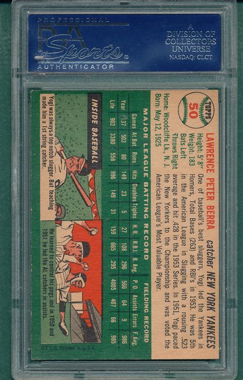 Lot Detail 1954 Topps 50 Yogi Berra PSA 4