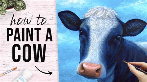 How To Paint A Cow In Acrylics Cute Cow Art Tutorial Youtube