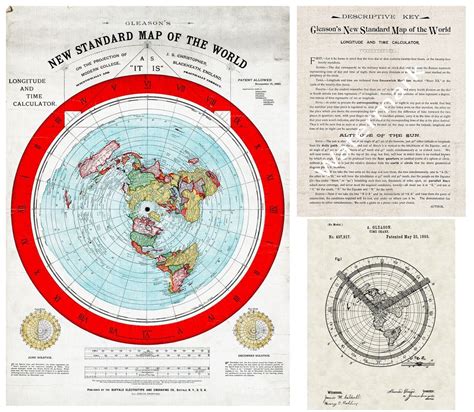 Flat Earth World Map Patent Verso Key X In Alexander Gleason