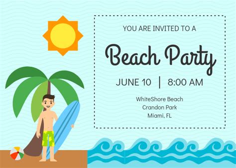 Beach Party Invitation Templates