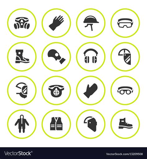 Set Round Icons Personal Protective Equipment Vector Image