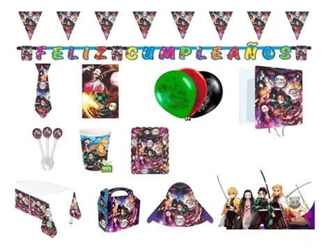 Kit Decoración Piñata Fiesta Infantil Demon Slayer Globos Cuotas Sin