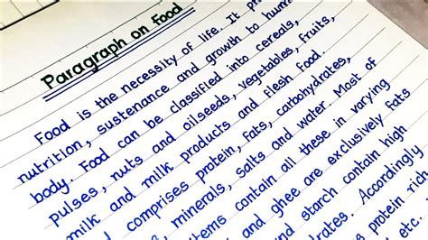 How To Write A Paragraph On Food Paragraph Writing On Food In English