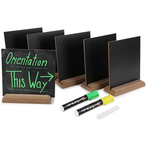 Chalkboard Signs With Liquid Chalk Markers Wood Stand 10 Pieces