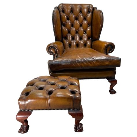 Paire D Armoires En Cuir Marron R Nov Es Claw And Ball Chesterfield