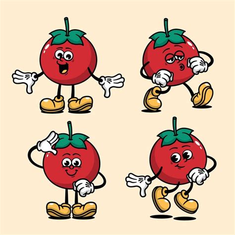 Premium Vector Cute Tomato Cartoon Mascot Character Illustration Pack