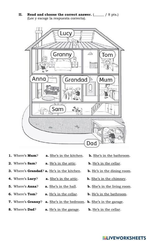 English Test Unit Let S Play At My House Worksheet English