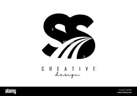 Creative Black Letter Ss S Logo With Leading Lines And Road Concept