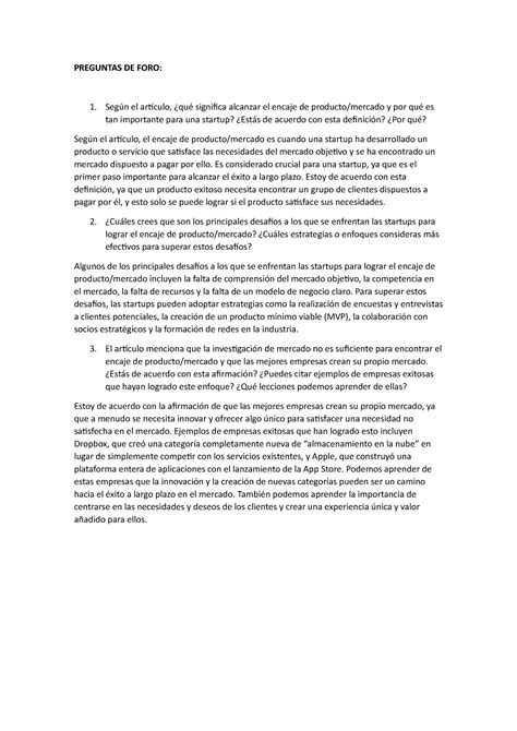 Foro sesión 9 espero te ayude PREGUNTAS DE FORO Según el artículo