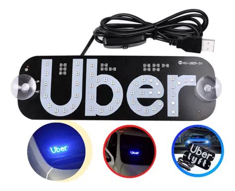 Placa Painel Luminoso V Led Uber Ventosas Cabo Usb Frete Gr Tis