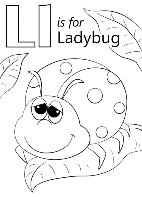 Ladybug Letter L Coloring Page - Free Printable Coloring Pages for Kids