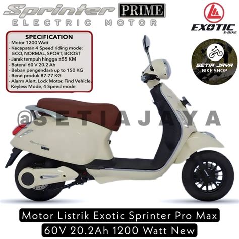 Jual Sepeda Motor Listrik Exotic Sprinter Prime V Ah Watt