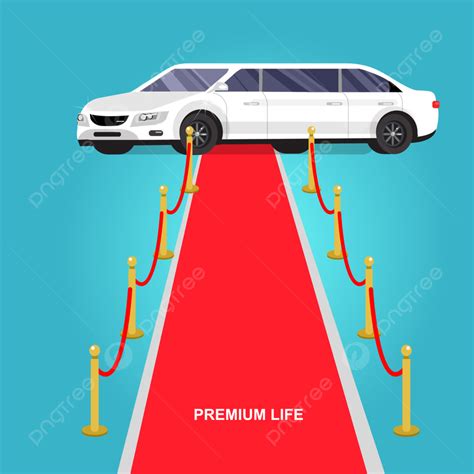 Detailed Vector Luxury Limousine Car And Red Carpet For World Premiere