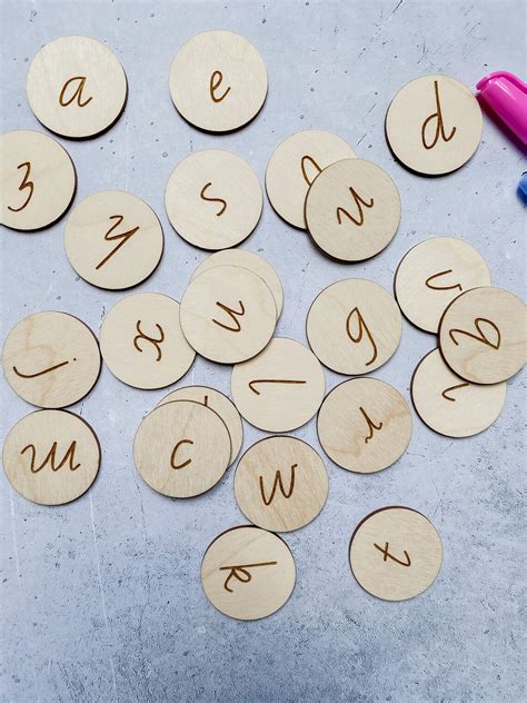 100 Wooden Alphabet Tiles Lower Case Alphabet Disks | Etsy