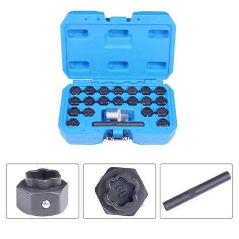 Universal Locking Lug Nut Master Key Set Wheel Lock Removal Tool 22pcs