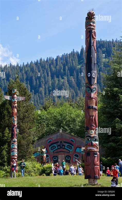 Totem Poles Saxman Totem Park Ketchikan Alaska USA Stock Photo Alamy