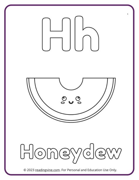 Letter H Coloring Pages Fruits And Veggies Image Readingvine