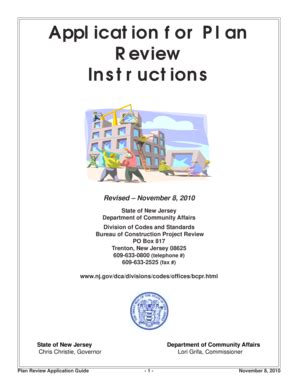 Fillable Online State Nj Application For Plan Review Instructions