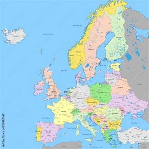 Fototapeta Mapa Polityczna Europy Atlas Kolor W O Wysokiej The Best