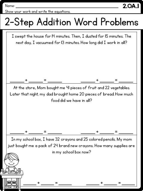 Two Step Word Problems For Second Graders