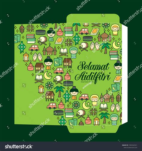 Hari Raya Aidilfitri Festival Green Packet Stock Vector Royalty Free