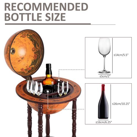 Globe Drink Cabinet Mini Bar Movable Double Deck Wine Bottle Stand