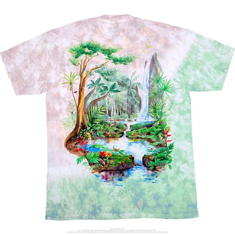 Exotic Wildlife Rainforest Tie Dye T Shirt Tee Liquid Blue