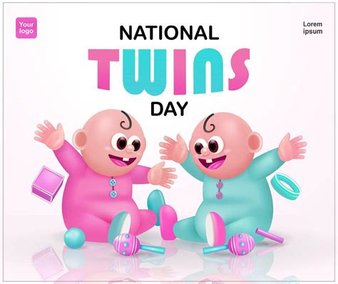 National Twin Day, Twin babies playing. 3d vector suitable for events 39631501 Vector Art at ...