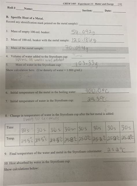 Solved Chem Experiment Matter And Energy Roll Chegg