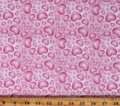 Cotton Hearts Allover Valentines Day Love Pink Gradient Cotton Fabric