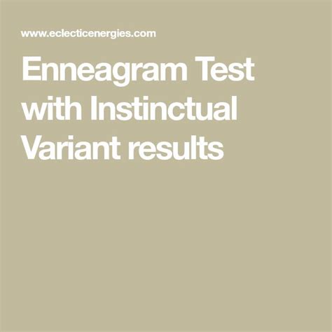 Enneagram Test with Instinctual Variant results | Enneagram test ...