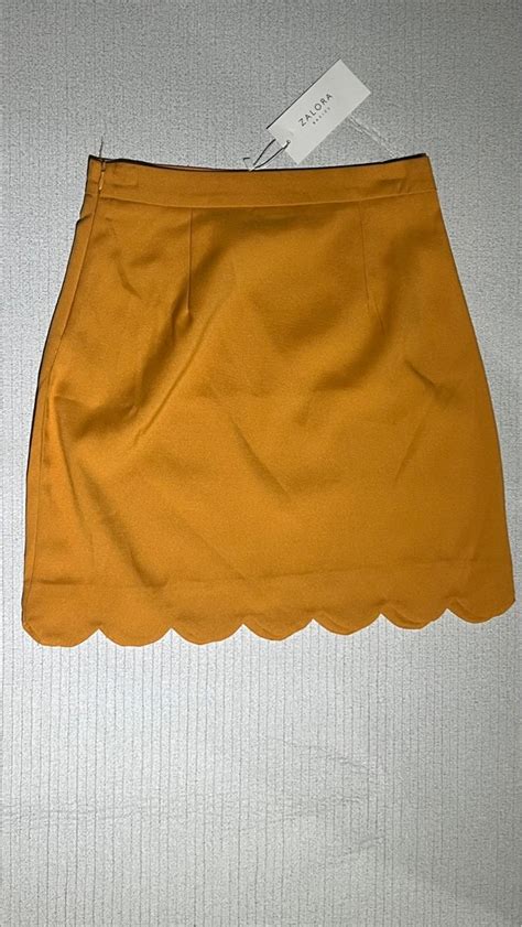 Scallop Hem Mini Skirt In Mustard Womens Fashion Bottoms Skirts On