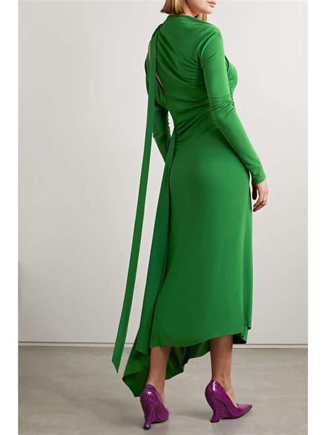 Victoria Beckham Asymmetric Ruched Stretch Jersey Midi Dress Net A Porter