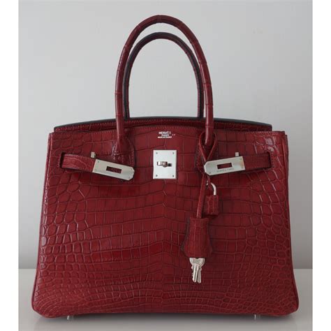 Herm S Birkin Crocodile Cuirs Exotiques Rouge Ref Joli Closet