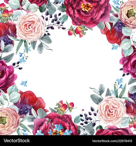 Watercolor Floral Frame Royalty Free Vector Image