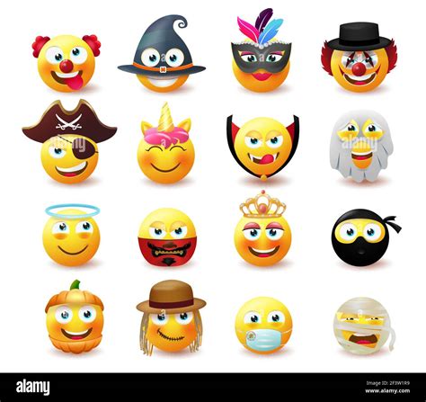 Smileys Kost M Charakter Vektor Set Smiley Emoji Im Niedlichen Und