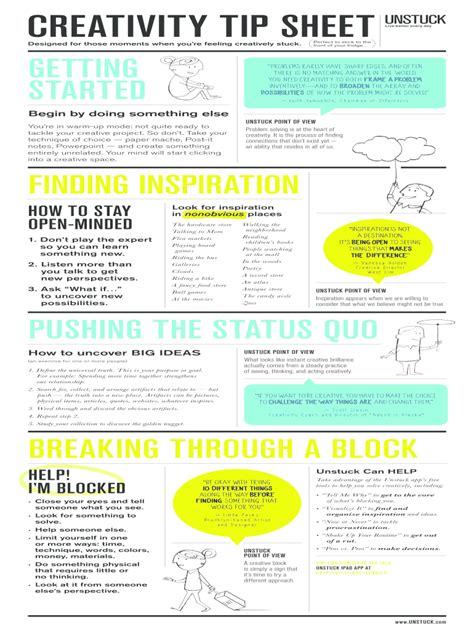 Fillable Online CREATIVITY TIP SHEET Fax Email Print PdfFiller