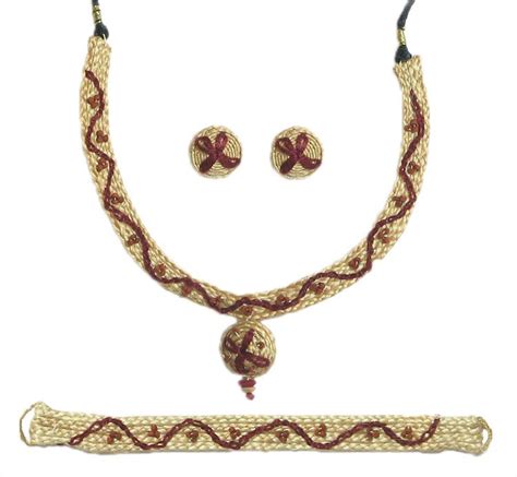 Jute Necklace And Earrings Set