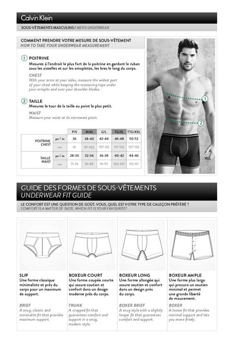 Calvin Klein Men's Underwear Size Chart - Homes & Apartments for Rent