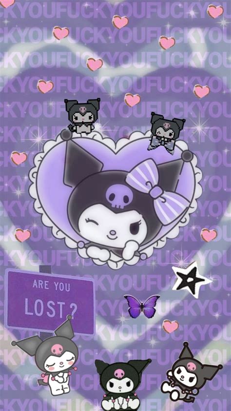 Check Out Marinaluvr777 S Shuffles Kuromi Sanrio Purple Hello Kitty Iphone Wallpaper Hello