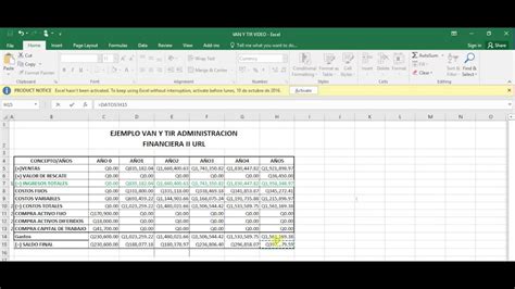 Como Calcular El Van Y Tir Mediante F Rmulas Excel Como Calcular El