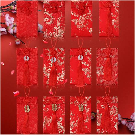 12 Pieces Chinese Silk Red Envelopes Ox Spring Ubuy India