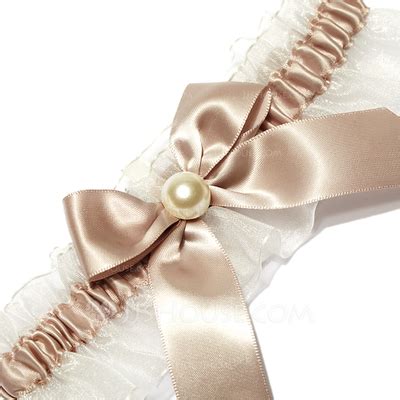 Glamourous Satin With Pearl Wedding Garters 104019512 JJsHouse