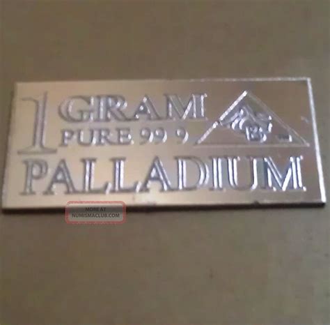 Palladium 99 9 Pure 1 Gram Precious Metal Acb Very Rare Bullion Pd Bar