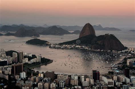 Rio De Janeiro, Sugarloaf Mountain by Sunset Stock Photo - Image of ...