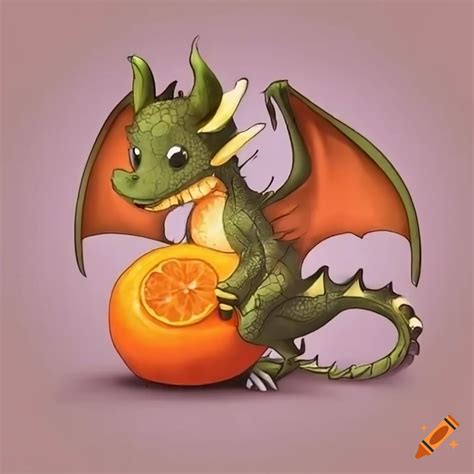 Cute Little Dragon Holding An Orange On Craiyon