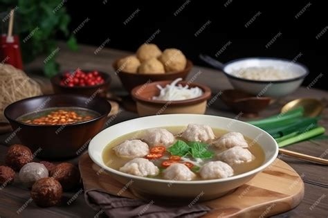 Premium Photo Composition Of Traditional Indonesian Bakso