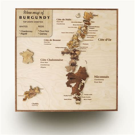 Burgundy Wine Map Wine Region Of France Map Wall Wood Art