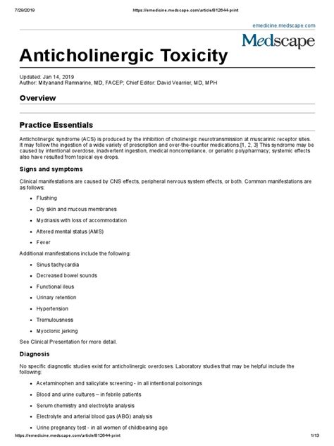 Anticholinergic Toxicity Signs And Symptoms Pdf Benzodiazepine