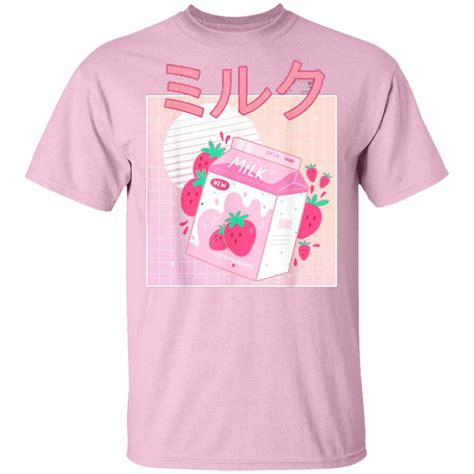 Pink Strawberry Milk Shirt Retro 90s Japanese Kawaii Strawberry Milk S Pfyshop Kawaii Shirts